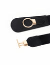 PU Elastic Wide Belt with Alloy Buckle