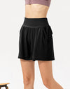 Pocketed Elastic Waist Active Shorts