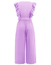 Ruffled Surplice Cap Sleeve Jumpsuit