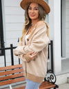 Striped V-Neck Dropped Shoulder Button-Up Cardigan