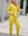 Round Neck Top and Drawstring Pants Lounge Set