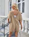 Lovelet Backless Pocketed Round Neck Half Sleeve Romper